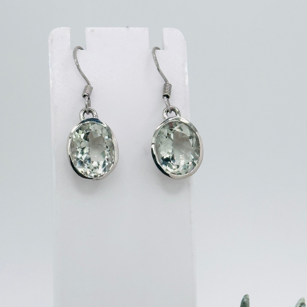 Sterling Silver Prasiolite Earrings - Picture 1 of 6